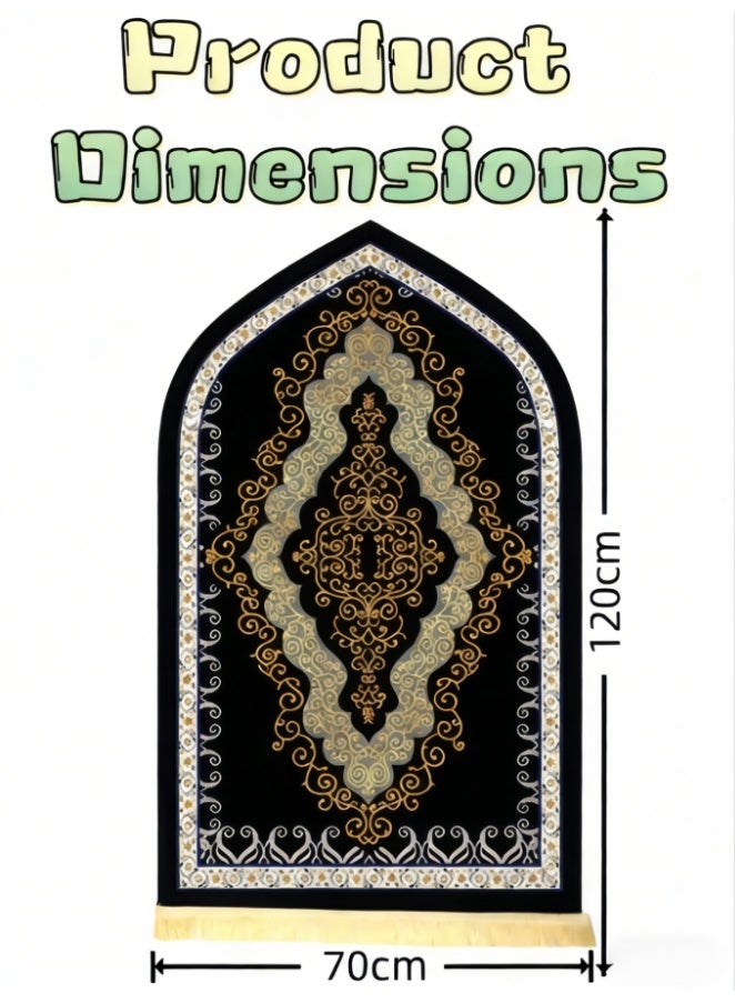 سجادة صلاة كبيرة محمولة، 70×120 سم، سميكة بقاعدة مانعة للانزلاق، قابلة للطي، سجادة صلاة إسلامية متعددة الألوان، سجادة صلاة مزينة بشرابات، سجادات صلاة لرمضان والعيد (L2524) - Image 3